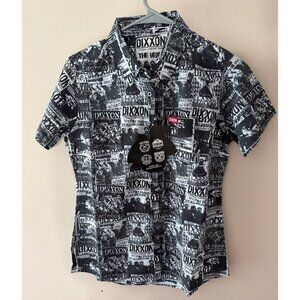 Dixxon Flannel Co The Venue Party Shirt Womens Small Black White Short Sleeve